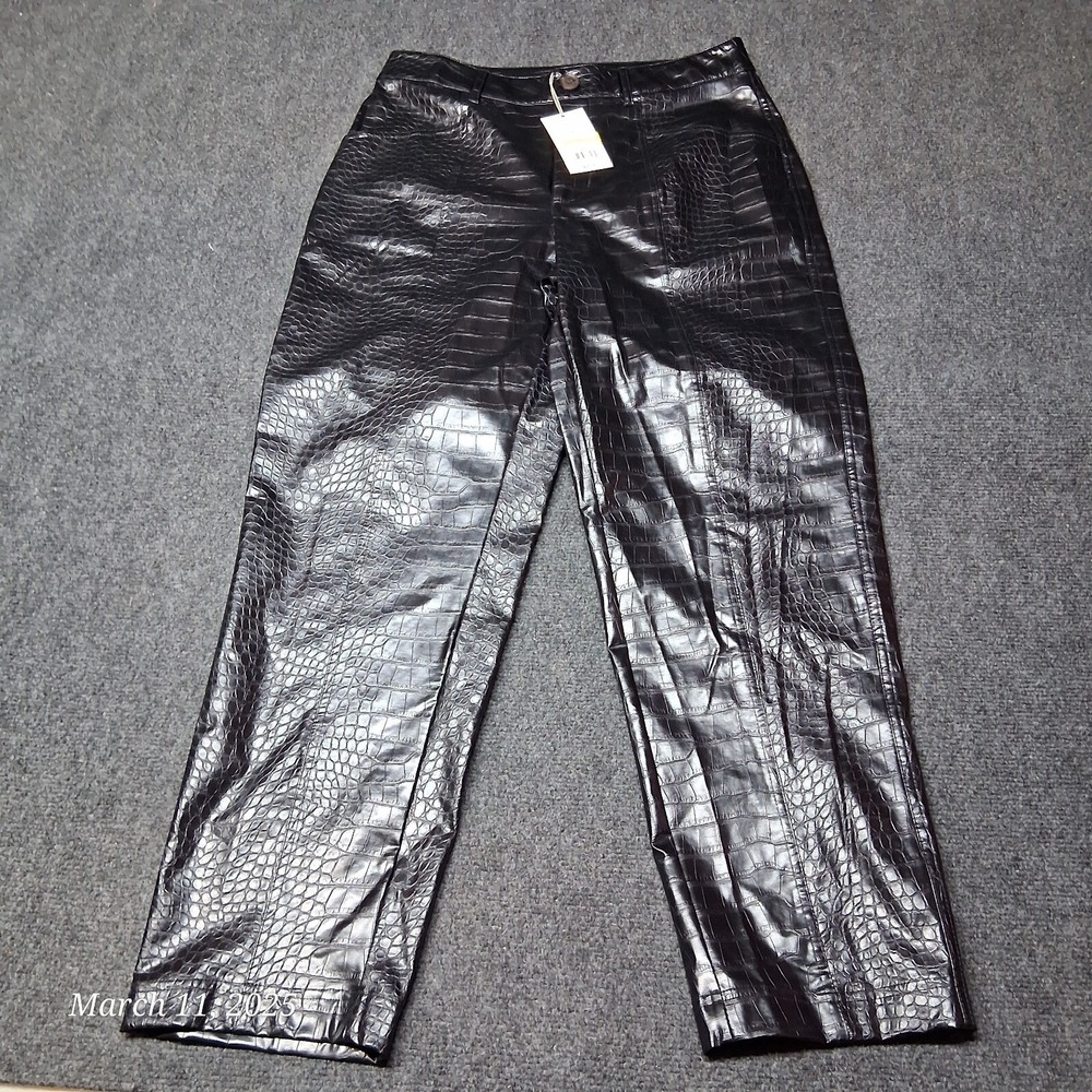 NWT A New Day Pleather Faux Alligator Skin Pants Women SZ 8 Black High Rise